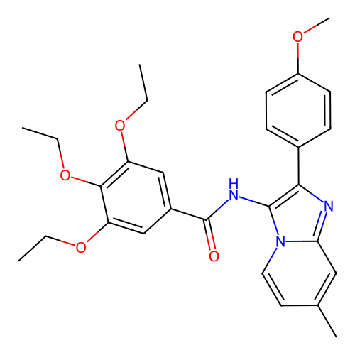 3,4,5-triethoxy-N-[2-(4-methoxyphenyl)-7-methylimidazo[1,2-a]pyridin-3-yl]benzamide structure
