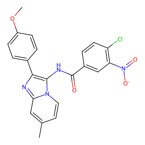 4-chloro-N-[2-(4-methoxyphenyl)-7-methylimidazo[1,2-a]pyridin-3-yl]-3-nitrobenzamide structure
