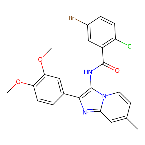 5-bromo-2-chloro-N-[2-(3,4-dimethoxyphenyl)-7-methylimidazo[1,2-a]pyridin-3-yl]benzamide structure