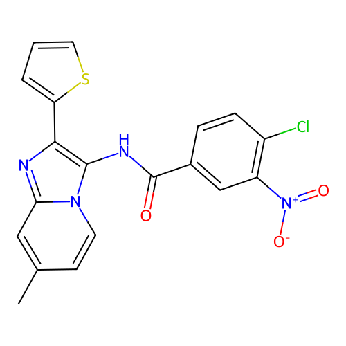 4-CHLORO-N-[7-METHYL-2-(THIOPHEN-2-YL)IMIDAZO[1,2-A]PYRIDIN-3-YL]-3-NITROBENZAMIDE structure