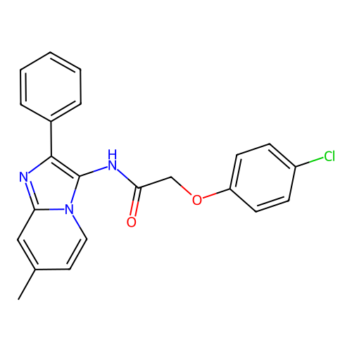 2-(4-chlorophenoxy)-N-(7-methyl-2-phenylimidazo[1,2-a]pyridin-3-yl)acetamide structure