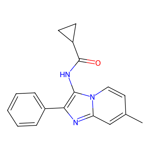 N-(7-methyl-2-phenylimidazo[1,2-a]pyridin-3-yl)cyclopropanecarboxamide structure