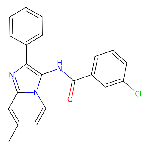 3-chloro-N-{7-methyl-2-phenylimidazo[1,2-a]pyridin-3-yl}benzamide structure