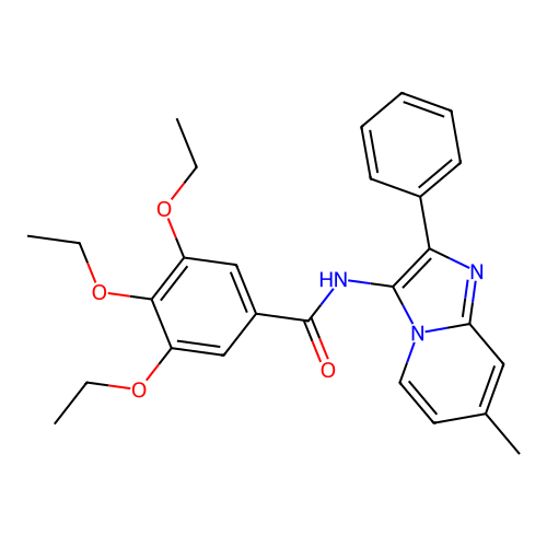 3,4,5-triethoxy-N-(7-methyl-2-phenylimidazo[1,2-a]pyridin-3-yl)benzamide structure