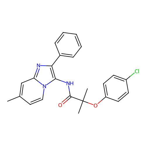 2-(4-chlorophenoxy)-2-methyl-N-(7-methyl-2-phenylimidazo[1,2-a]pyridin-3-yl)propanamide structure
