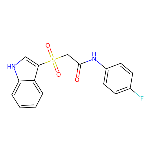 2-((1H-indol-3-yl)sulfonyl)-N-(4-fluorophenyl)acetamide structure