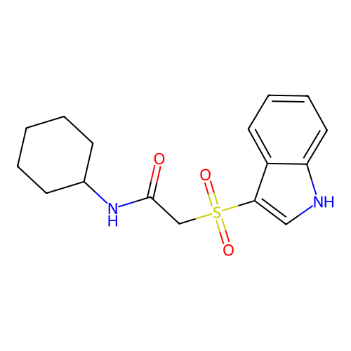 N-cyclohexyl-2-(1H-indol-3-ylsulfonyl)acetamide structure