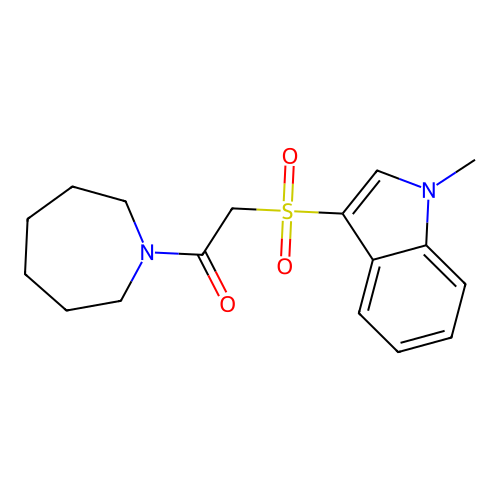 1-(azepan-1-yl)-2-((1-methyl-1H-indol-3-yl)sulfonyl)ethanone structure