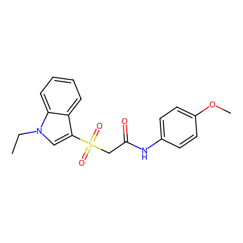 2-(1-ethylindol-3-yl)sulfonyl-N-(4-methoxyphenyl)acetamide structure