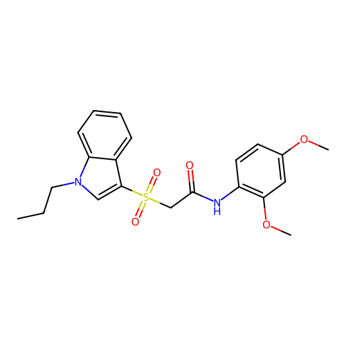 N-(2,4-dimethoxyphenyl)-2-(1-propylindol-3-yl)sulfonylacetamide structure