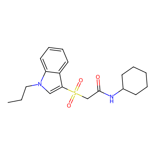 N-cyclohexyl-2-(1-propylindol-3-yl)sulfonylacetamide structure