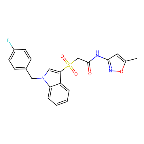 2-({1-[(4-fluorophenyl)methyl]-1H-indol-3-yl}sulfonyl)-N-(5-methyl-1,2-oxazol-3-yl)acetamide structure