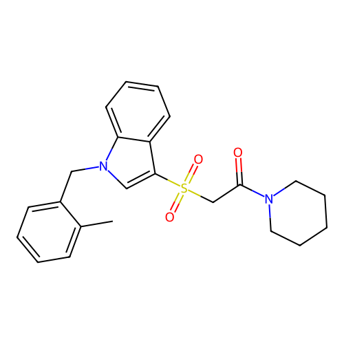 2-((1-(2-methylbenzyl)-1H-indol-3-yl)sulfonyl)-1-(piperidin-1-yl)ethanone structure