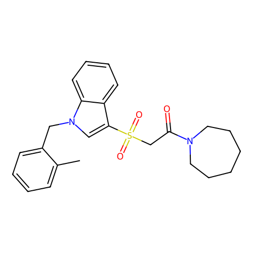 1-(Azepan-1-yl)-2-[1-[(2-methylphenyl)methyl]indol-3-yl]sulfonylethanone structure