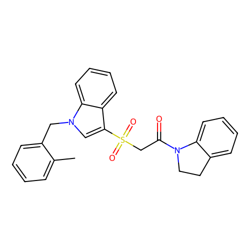 1-(indolin-1-yl)-2-((1-(2-methylbenzyl)-1H-indol-3-yl)sulfonyl)ethanone structure