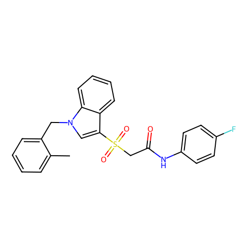 N-(4-fluorophenyl)-2-((1-(2-methylbenzyl)-1H-indol-3-yl)sulfonyl)acetamide structure