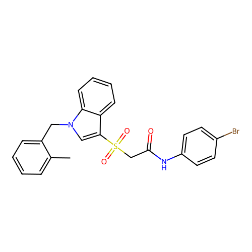 N-(4-bromophenyl)-2-((1-(2-methylbenzyl)-1H-indol-3-yl)sulfonyl)acetamide structure
