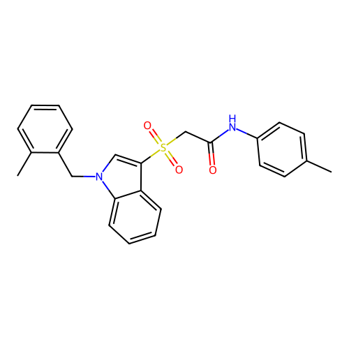 2-((1-(2-methylbenzyl)-1H-indol-3-yl)sulfonyl)-N-(p-tolyl)acetamide structure