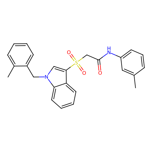 2-((1-(2-methylbenzyl)-1H-indol-3-yl)sulfonyl)-N-(m-tolyl)acetamide structure