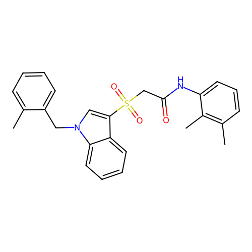 N-(2,3-dimethylphenyl)-2-[1-[(2-methylphenyl)methyl]indol-3-yl]sulfonylacetamide structure