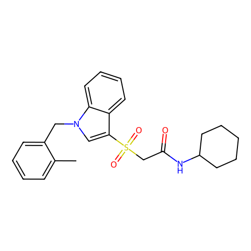 N-cyclohexyl-2-((1-(2-methylbenzyl)-1H-indol-3-yl)sulfonyl)acetamide structure