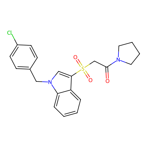 2-((1-(4-chlorobenzyl)-1H-indol-3-yl)sulfonyl)-1-(pyrrolidin-1-yl)ethanone structure