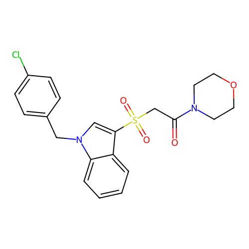 2-((1-(4-chlorobenzyl)-1H-indol-3-yl)sulfonyl)-1-morpholinoethanone structure