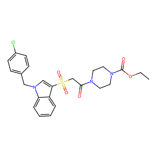 ethyl 4-(2-((1-(4-chlorobenzyl)-1H-indol-3-yl)sulfonyl)acetyl)piperazine-1-carboxylate structure