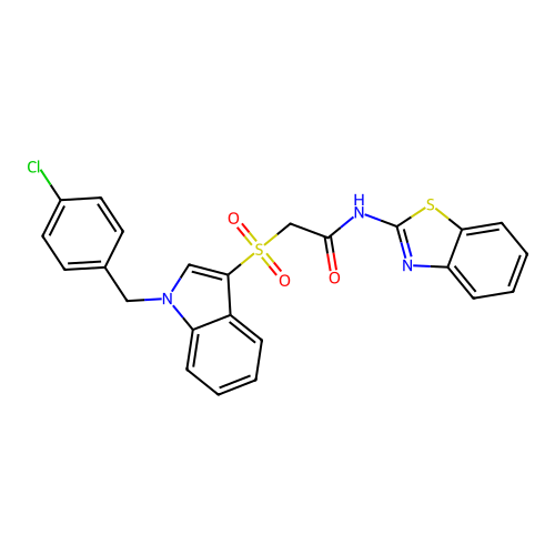 N-(benzo[d]thiazol-2-yl)-2-((1-(4-chlorobenzyl)-1H-indol-3-yl)sulfonyl)acetamide structure