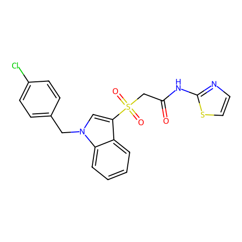2-((1-(4-chlorobenzyl)-1H-indol-3-yl)sulfonyl)-N-(thiazol-2-yl)acetamide structure