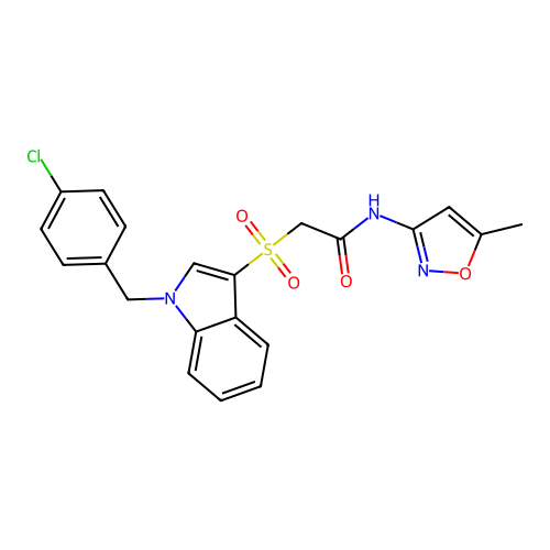 2-(1-(4-chlorobenzyl)-1H-indol-3-ylsulfonyl)-N-(5-methylisoxazol-3-yl)acetamide structure