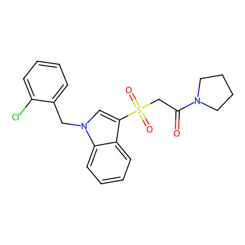 2-[1-[(2-Chlorophenyl)methyl]indol-3-yl]sulfonyl-1-pyrrolidin-1-ylethanone structure