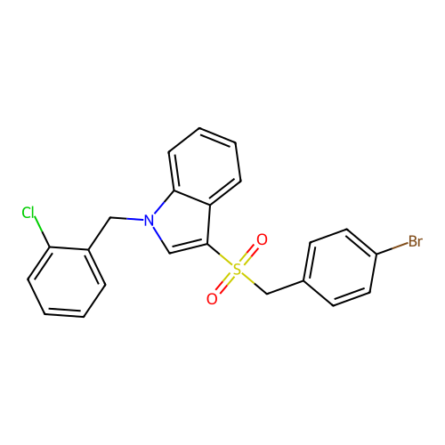 3-[(4-Bromophenyl)methylsulfonyl]-1-[(2-chlorophenyl)methyl]indole structure