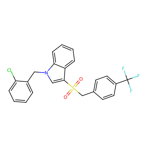 1-(2-chlorobenzyl)-3-((4-(trifluoromethyl)benzyl)sulfonyl)-1H-indole structure