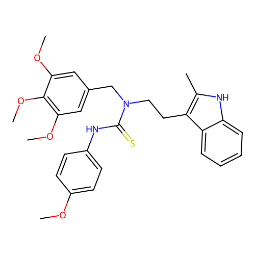 3-(4-methoxyphenyl)-1-(2-(2-methyl-1H-indol-3-yl)ethyl)-1-(3,4,5-trimethoxybenzyl)thiourea structure