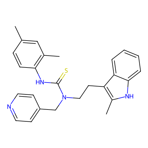 3-(2,4-dimethylphenyl)-1-[2-(2-methyl-1H-indol-3-yl)ethyl]-1-[(pyridin-4-yl)methyl]thiourea structure