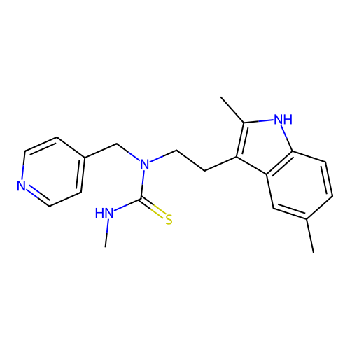 1-(2-(2,5-dimethyl-1H-indol-3-yl)ethyl)-3-methyl-1-(pyridin-4-ylmethyl)thiourea structure