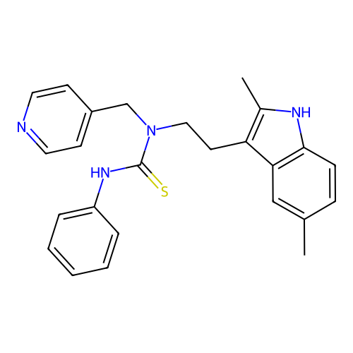 1-(2-(2,5-dimethyl-1H-indol-3-yl)ethyl)-3-phenyl-1-(pyridin-4-ylmethyl)thiourea structure