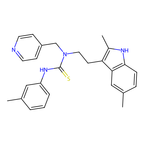 1-(2-(2,5-dimethyl-1H-indol-3-yl)ethyl)-1-(pyridin-4-ylmethyl)-3-(m-tolyl)thiourea structure