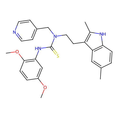 3-(2,5-dimethoxyphenyl)-1-[2-(2,5-dimethyl-1H-indol-3-yl)ethyl]-1-[(pyridin-4-yl)methyl]thiourea structure