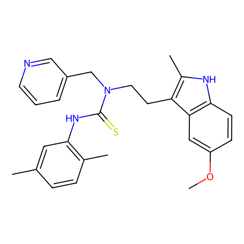 3-(2,5-dimethylphenyl)-1-[2-(5-methoxy-2-methyl-1H-indol-3-yl)ethyl]-1-[(pyridin-3-yl)methyl]thiourea structure
