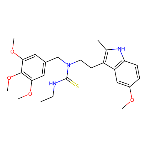 3-ethyl-1-[2-(5-methoxy-2-methyl-1H-indol-3-yl)ethyl]-1-[(3,4,5-trimethoxyphenyl)methyl]thiourea structure