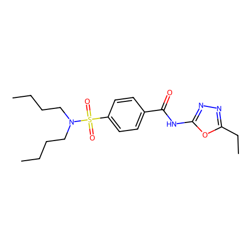 4-(dibutylsulfamoyl)-N-(5-ethyl-1,3,4-oxadiazol-2-yl)benzamide structure