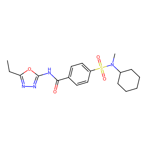 4-[cyclohexyl(methyl)sulfamoyl]-N-(5-ethyl-1,3,4-oxadiazol-2-yl)benzamide structure