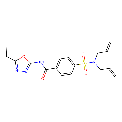 4-(N,N-diallylsulfamoyl)-N-(5-ethyl-1,3,4-oxadiazol-2-yl)benzamide structure