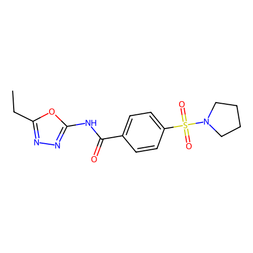 N-(5-ethyl-1,3,4-oxadiazol-2-yl)-4-(pyrrolidin-1-ylsulfonyl)benzamide structure