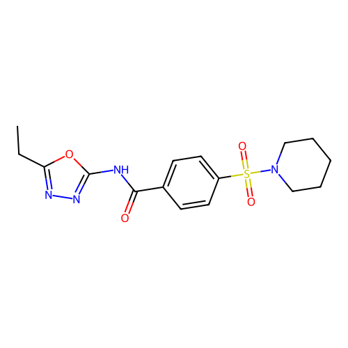 N-(5-ethyl-1,3,4-oxadiazol-2-yl)-4-(piperidin-1-ylsulfonyl)benzamide structure