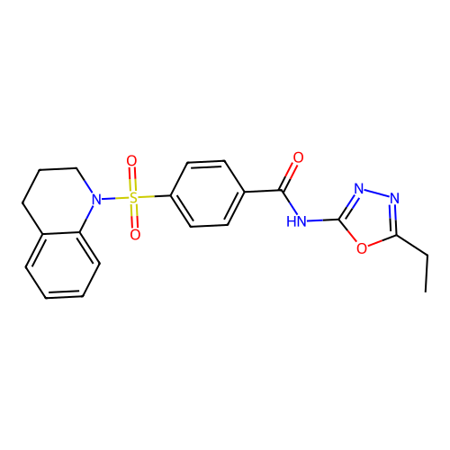4-(3,4-dihydro-2H-quinolin-1-ylsulfonyl)-N-(5-ethyl-1,3,4-oxadiazol-2-yl)benzamide structure