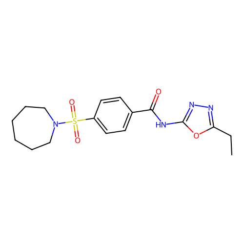 4-(azepan-1-ylsulfonyl)-N-(5-ethyl-1,3,4-oxadiazol-2-yl)benzamide structure