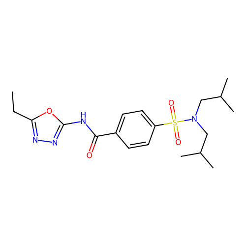 4-[bis(2-methylpropyl)sulfamoyl]-N-(5-ethyl-1,3,4-oxadiazol-2-yl)benzamide structure